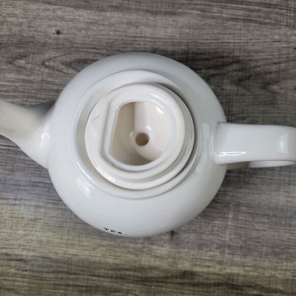 Rae Dunn Artisan Collection White Ceramic‎ Farmhouse Typewriter Font Teapot - Picture 6 of 8